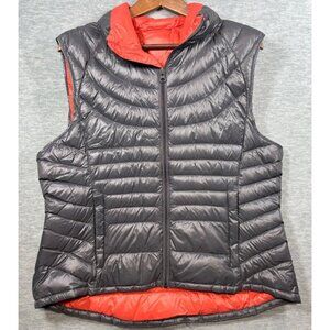 Bernardo‎ Womens XL Goose Down Puffer Vest Gray Orange